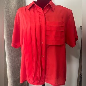 Laura Scott Red Casual Button Down Shirt
